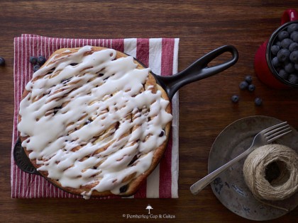 Giant Skillet Blueberry Roll with Cream Cheese Glaze
