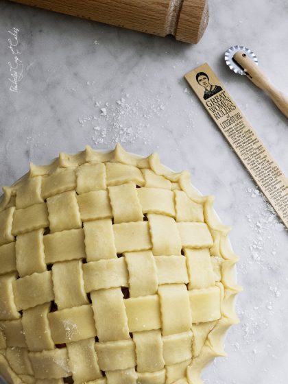Lattice-top Strawberry Rhubarb Pie
